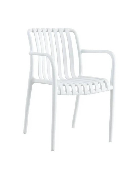 Cadeira com braços exterior Isabelli, empilhável, branco