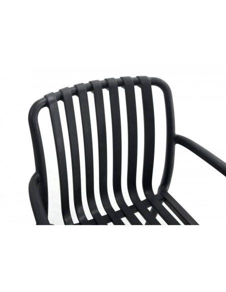 Cadeira com braços exterior Isabelli, empilhável, preto