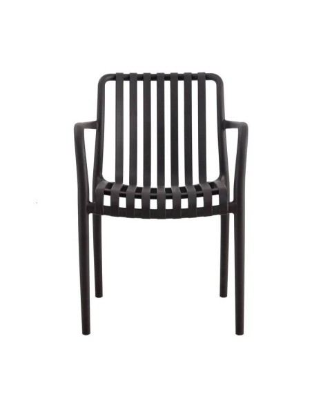 Silla con brazos exterior Isabelli, apilable, negro