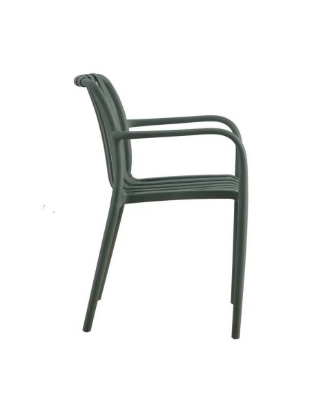 Silla con brazos exterior Isabelli, apilable, negro