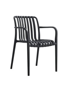 Silla con brazos exterior Isabelli, apilable, negro