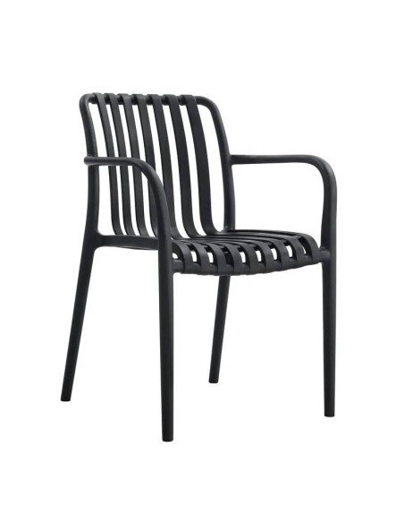 Cadeira com braços exterior Isabelli, empilhável, preto
