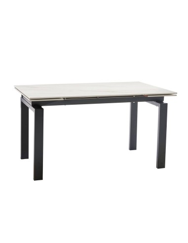 MESA COMEDOR EXTENSIBLE AXIS 140 (200) X 90 CERÁMICO BLANCO Y METAL