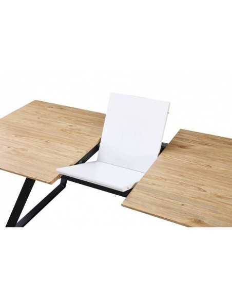 Mesa extensível GAMO 160 (200) x 90, DM bilaminado e metal preto