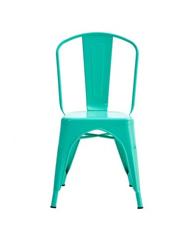 Silla TOLIX de acero, color verde agua.