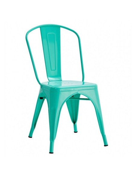 Silla TOLIX de acero, color verde agua.