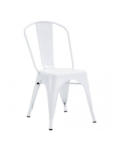 Silla TOLIX de acero, color blanco.