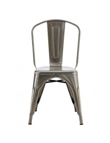 Silla TOLIX de acero, color plata.