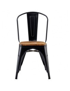 Silla TOLIX de acero, color negro y asiento madera pino. 2