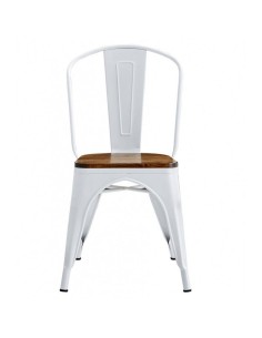 Silla TOLIX de acero, color blanco y asiento madera pino. 2