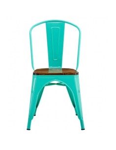 Silla TOLIX de acero, color verde agua y asiento madera... 2