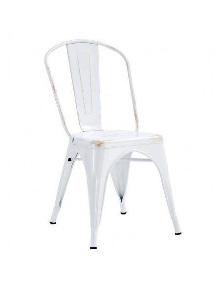 Silla TOLIX de acero, blanco acabado vintage.