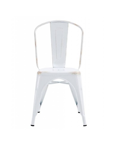 Silla TOLIX de acero, blanco acabado vintage.