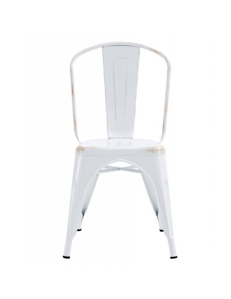 Silla TOLIX de acero, blanco acabado vintage.