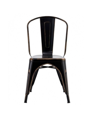 Silla TOLIX de acero, negro acabado vintage.