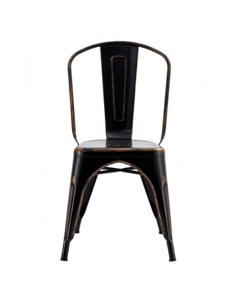 Silla TOLIX de acero, negro acabado vintage.