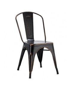 Silla TOLIX de acero, negro acabado vintage.