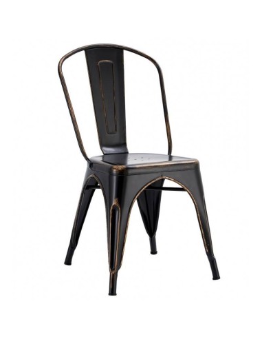 Silla TOLIX de acero, negro acabado vintage.