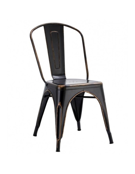 Silla TOLIX de acero, negro acabado vintage.
