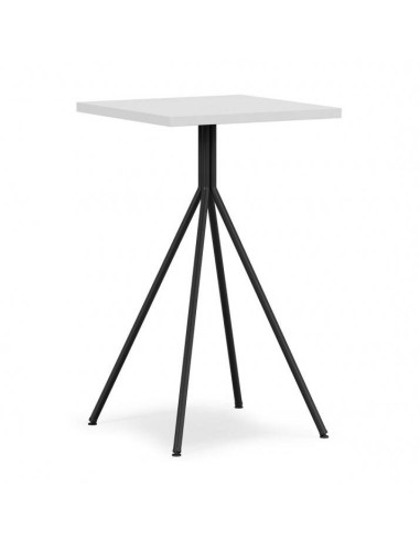 Mesa alta BIGASTRO 60 x 60, tampo em MDP branco, metal preto