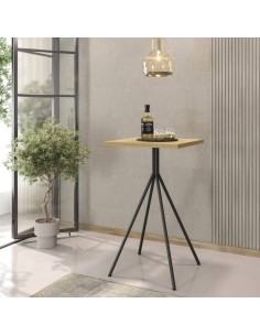 Mesa alta BIGASTRO 60 x 60, tampo em MDP mel, metal preto 2