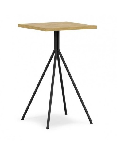 Mesa alta BIGASTRO 60 x 60, tampo em MDP mel, metal preto