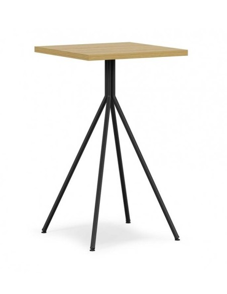 Mesa alta BIGASTRO 60 x 60, tapa de MDP miel, metal negro