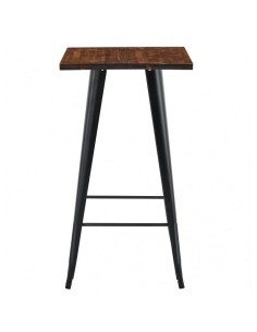 Mesa alta TOLEK WOOD 60 x 60, aço preto e madeira 2