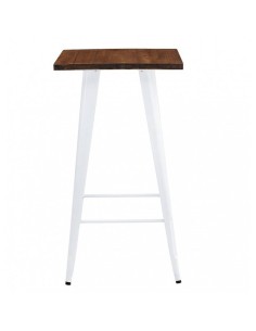 Mesa alta TOLEK WOOD 60 x 60, aço branco e madeira 2