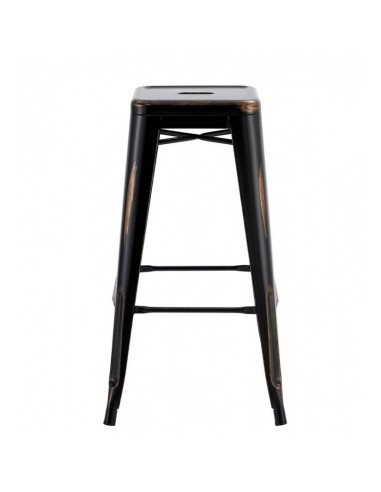 Taburete TOLIX de acero negro acabado vintage.