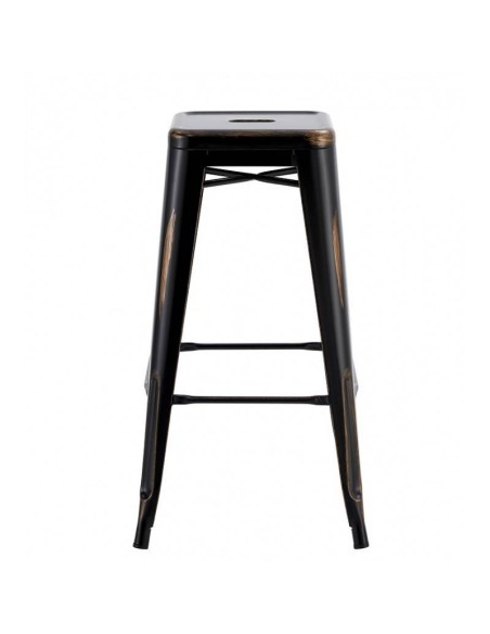 Taburete TOLIX de acero negro acabado vintage.