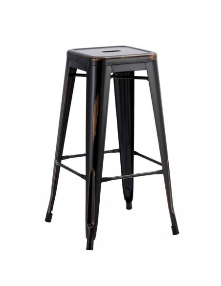 Taburete TOLIX de acero negro acabado vintage.