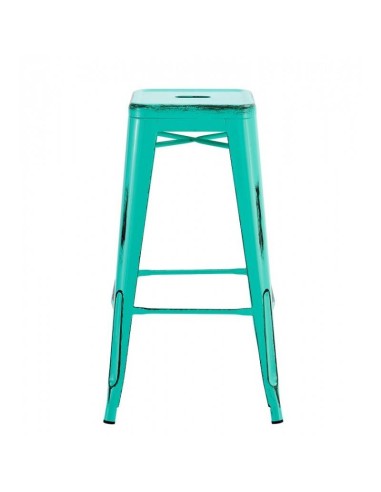 Banqueta em aço TOLIX, acabamento verde água...