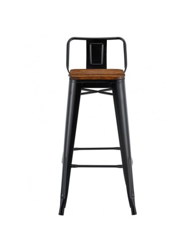 Taburete TOLIX con respaldo, acero negro y...