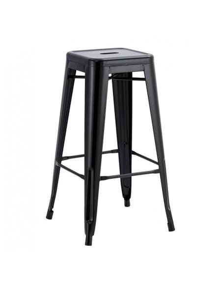 Taburete TOLIX de acero, color negro.