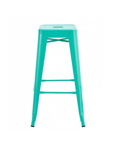Taburete TOLIX de acero, color verde agua.
