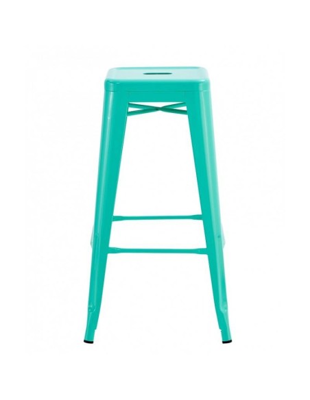 Taburete TOLIX de acero, color verde agua.