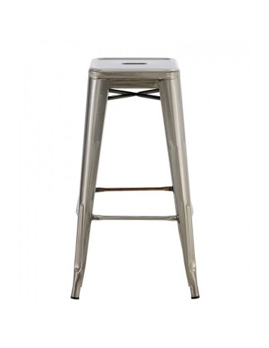 Taburete TOLIX de acero, color plata.