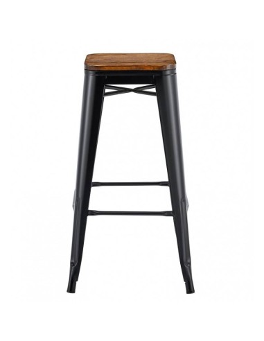 Taburete TOLIX  de acero negro y asiento de...