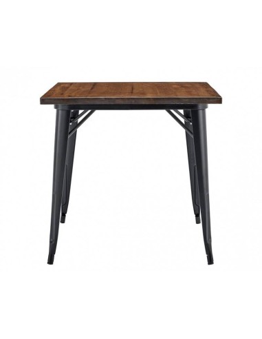 Mesa TOLEK WOOD 80 x 80, acero negro y madera