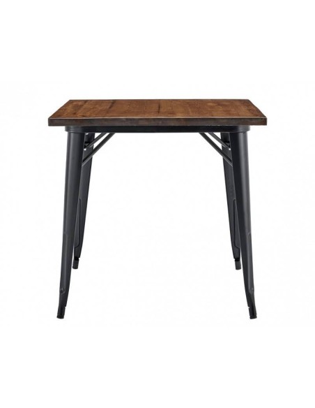 Mesa TOLEK WOOD 80 x 80, acero negro y madera