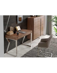 mesa secretaria, LIND 120 x 60, NOGUEIRA e AÇO CROMADO 2