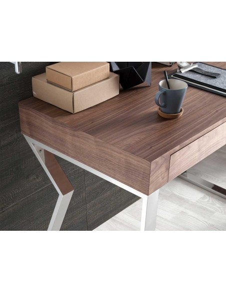 mesa secretaria, LIND 120 x 60, NOGUEIRA e AÇO CROMADO