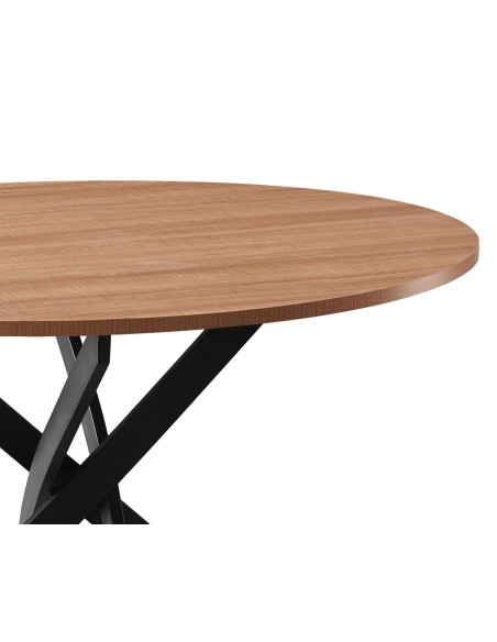 Mesa redonda Spot 100, MDF efecto roble, metal negro