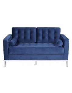 Sofá contemporáneo 2 plazas FLOR 143x80, tejido velvet azul. 2