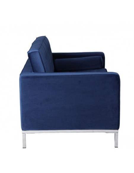 Sofá contemporáneo 2 plazas FLOR 143x80, tejido velvet azul.