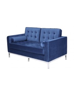 Sofá contemporáneo 2 plazas FLOR 143x80, tejido velvet azul.
