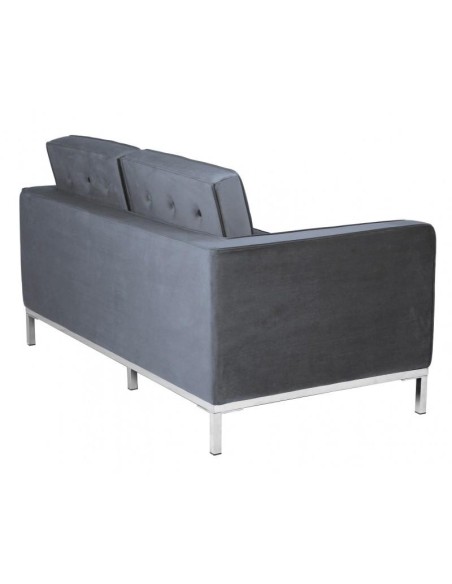 Sofá contemporáneo 2 plazas FLOR 143x80, tejido velvet gris.