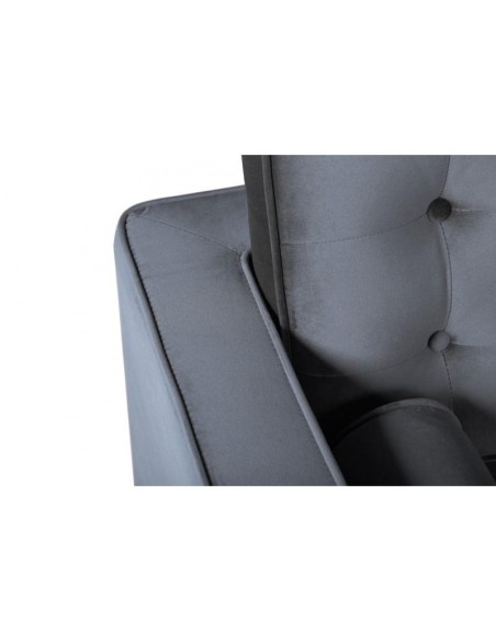 Sofá contemporâneo de 2 lugares FLOR 143x80, tecido veludo cinza.