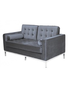 Sofá contemporáneo 2 plazas FLOR 143x80, tejido velvet gris.